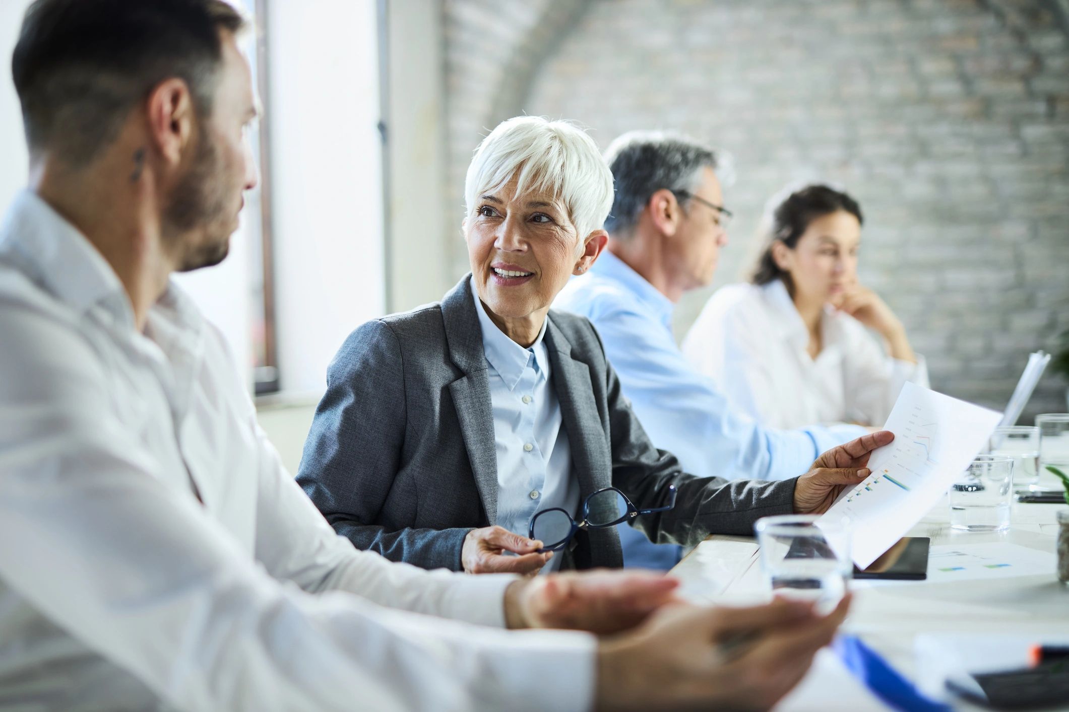 Consulting team meeting to align on government affairs strategy